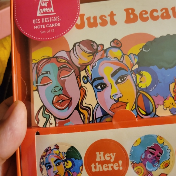 Pink Lomein "Just Because" Note Cards Stickers Set of 12 - Picture 4 of 5